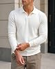 Suéter Polo de Manga Larga para Hombre, Tejido Acanalado, Ajuste Delgado, Cuello, Pullover 3