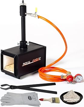 DEVIL-FORGE Gas Propane Forge DFPROF1, 1 Burner DFP 80.000 BTU, Gas Ball Valve, Air Choke, Knife Making, Blacksmith, Farrier, 2500F / 1370C