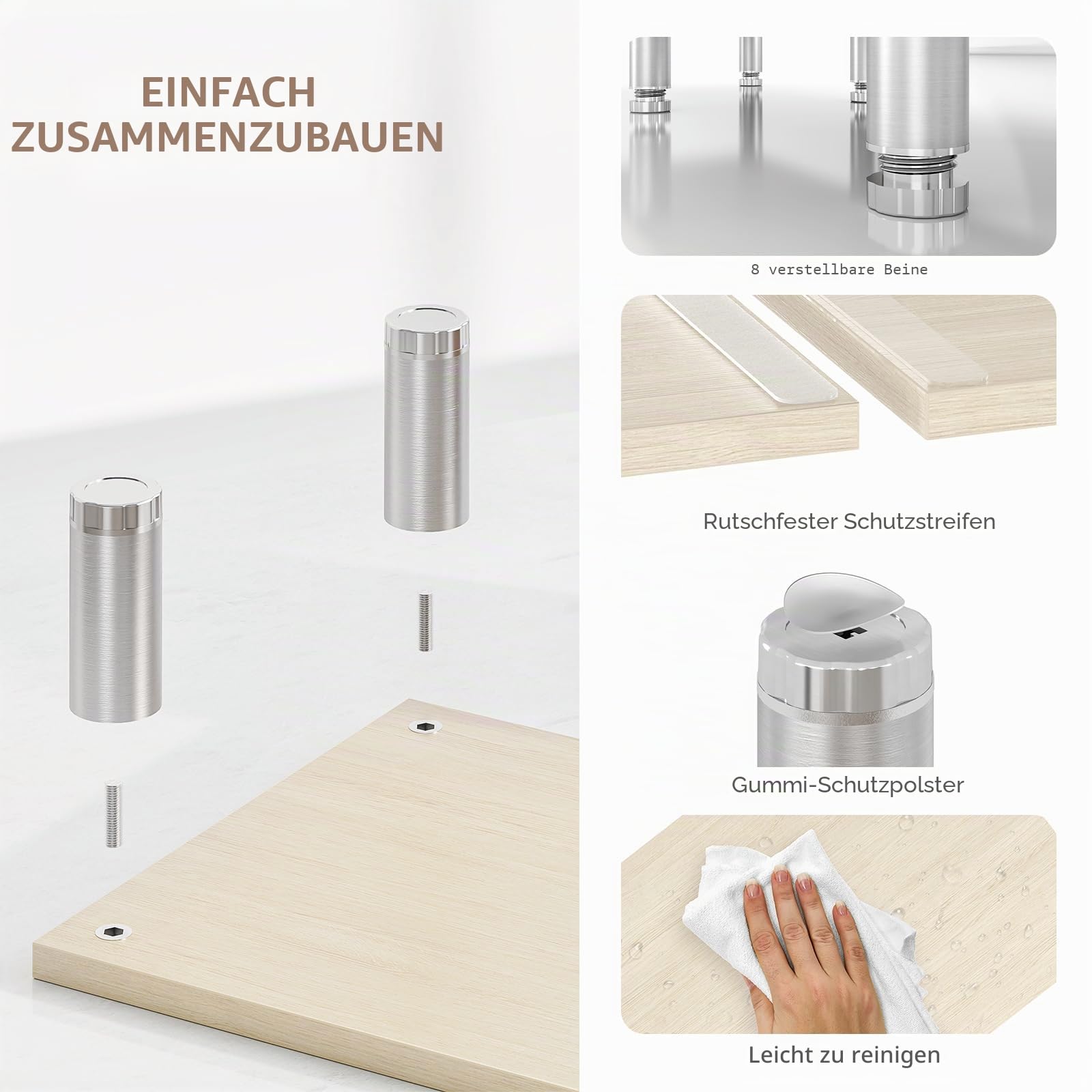 AX Waber Dual Monitor Riser - Einstellbare Länge & Winkel, Holzständer für 2 Monitore mit Stauraum