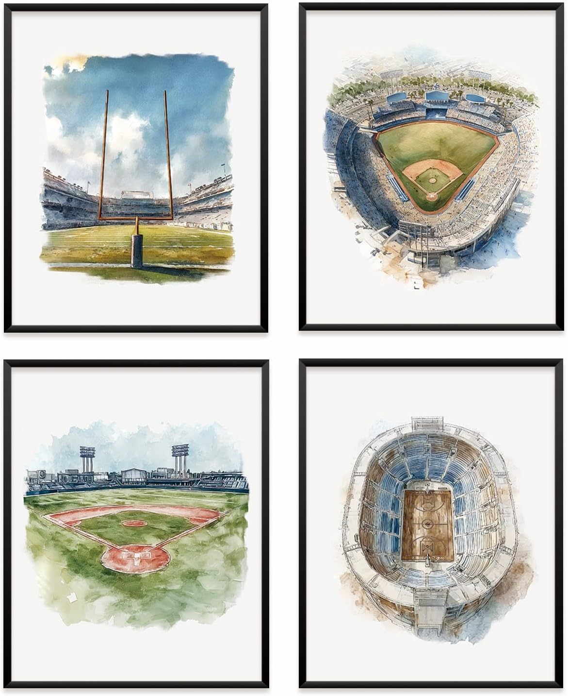 VONTP Boys Baseball Room Wall Art Decor, 8x10 Inch Set of 4 (Unframed)