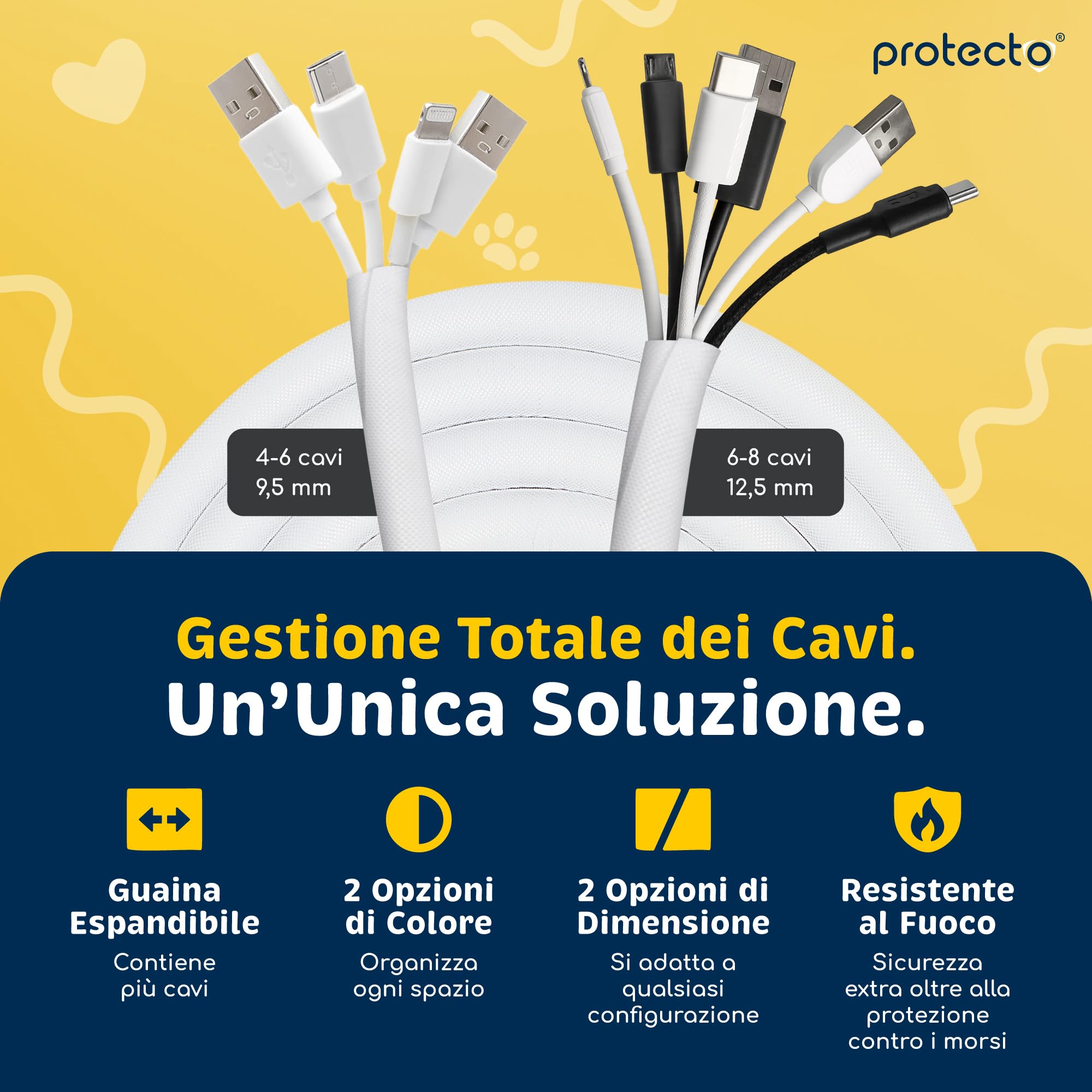 PROTECTO Protezione per cavo resistente per cani e gatti, diametro 1,27 cm, 3 m, facile da usare, per animali domestici, trasparente, inodore, colore bianco, soluzione senza masticazione