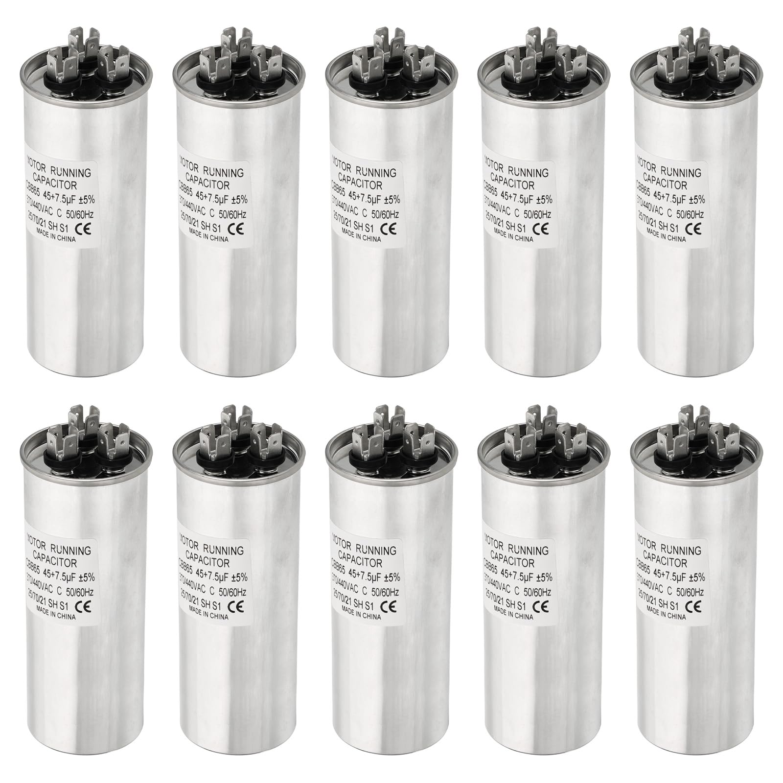 PATIKIL 45/7.5uF 45+7.5MFD 370-440V AC Condensador, 10 Piezas CBB65 Condensadores Arranque Motor Condensador Doble O Bomba Calor