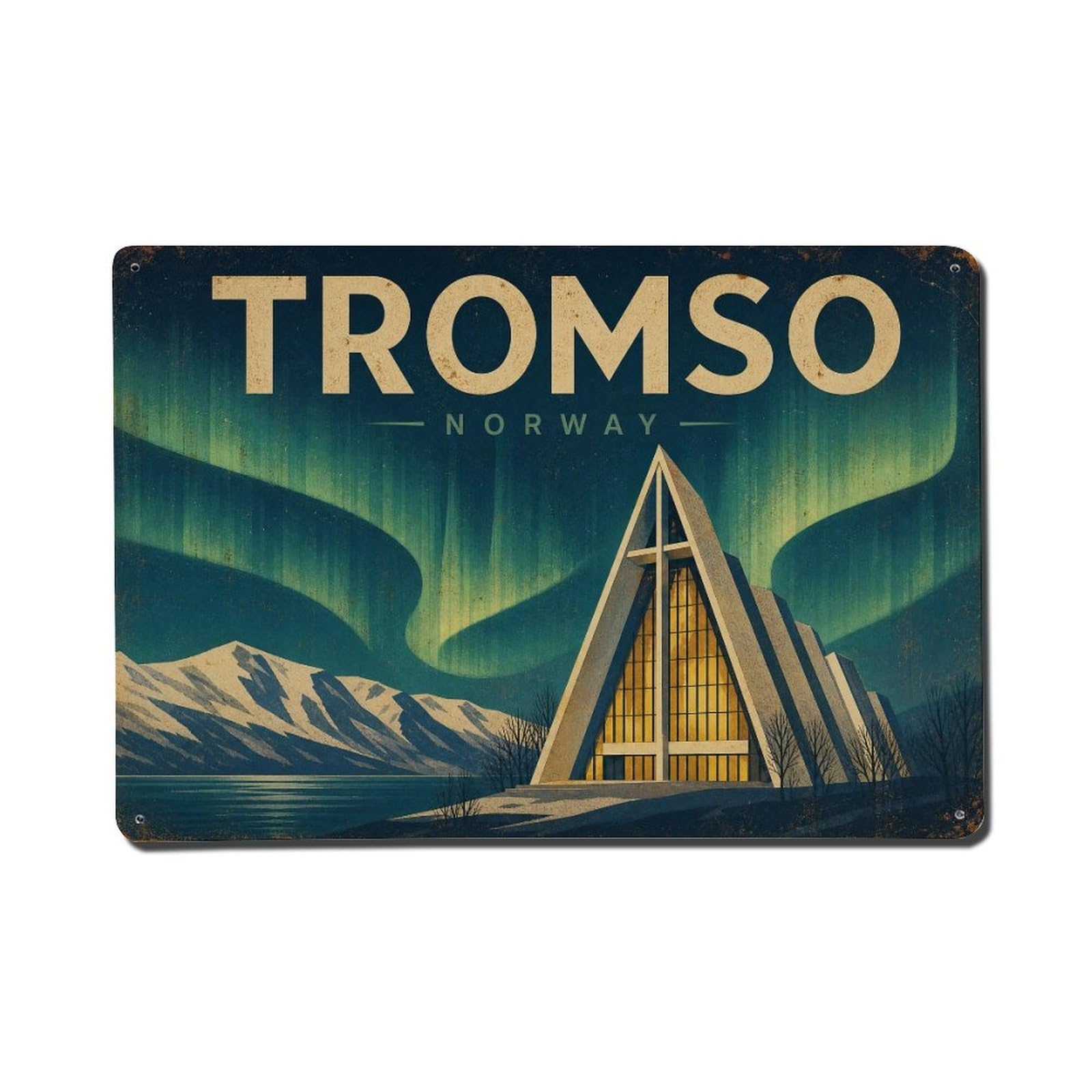Metal Tin Sign Vintage Travel Norway Tromso