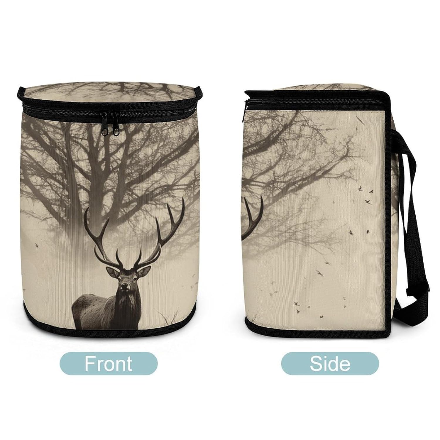 Hanging Car Trash Bag Abstract Tree Elk Picture Printed Car Garbage Storage Bag Leakproof Car Trash Can Portable Garbage Storage Bags