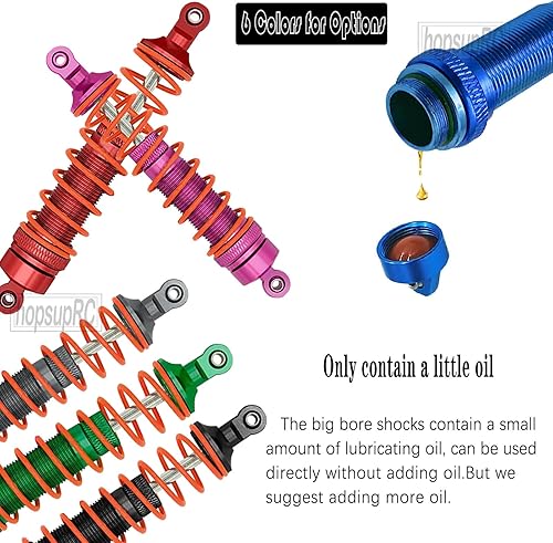 Miniatura 5 de Pieza de actualizaciones para 110 SlashRustlerStampedeHoss 4x4 VXL 4wd, amortiguador RC de gran diámetro completo y bloques de dirección de