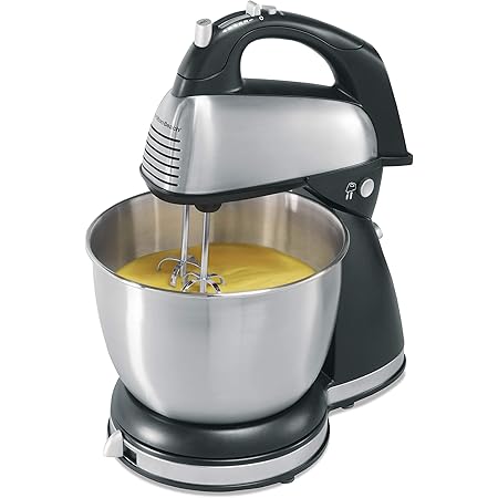 Hamilton Beach Classic Hand and Stand Mixer, 4 Quarts, 6 Speeds with QuickBurst, 290 Watts, Bowl Rest, Black and Stainless (64651), New