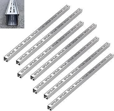 Vibeo 2pcs 3pcs 5pcs 7pcs Stainless Steel Channel Drains Outdoor, Heavy Duty Narrow Trench Drain System for Yard, Drainage Strainer to Block Debris7pcs,W8cmxH4cm3 1/8" x1 5/8"