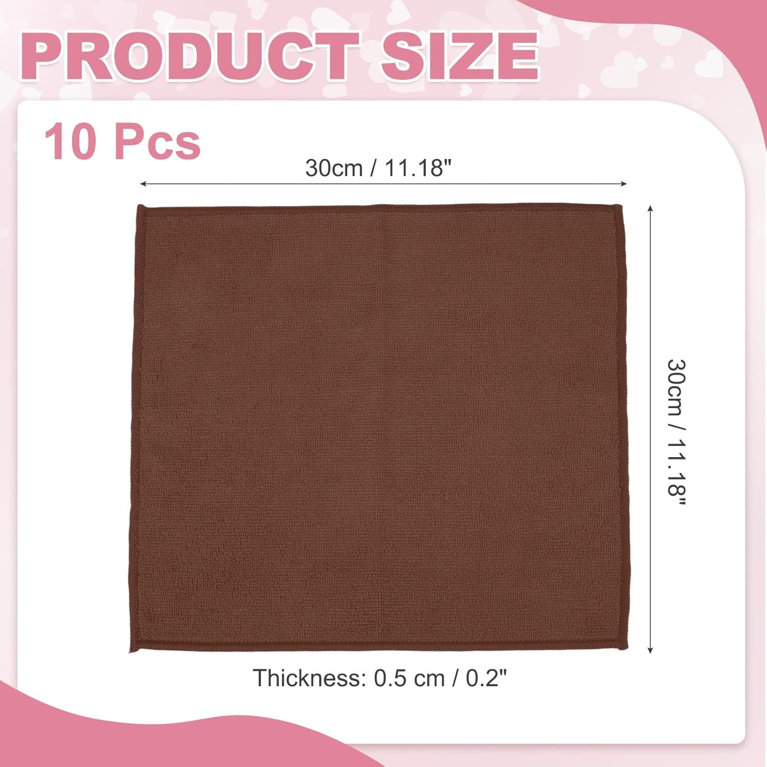 uxcell 10 Pcs Microfiber Cleaning Cloth, Kitchen Towels Reusable Microfiber Towels Highly Absorbent for Household Cleaning Supplies, Kitchen, Bathroom, Brown(Square), 11.8" X11.8 - Image 2