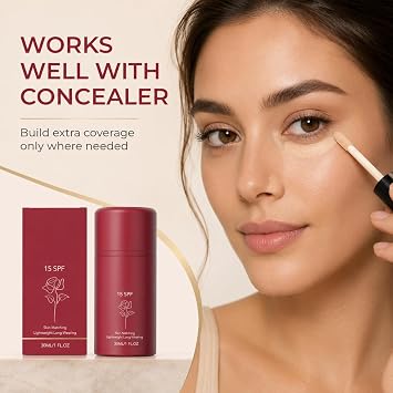 Colour Changing Foundation, Concealer, Skin Tint, Korean Makeup - SPF15 Self Adjusting Liquid Foundation with Natural Finish, Lightweight Make Up for Daily Face Coverage