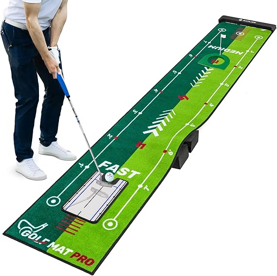 SAPLIZE TwoSpeed Golf Putting Practice Mat with Putting