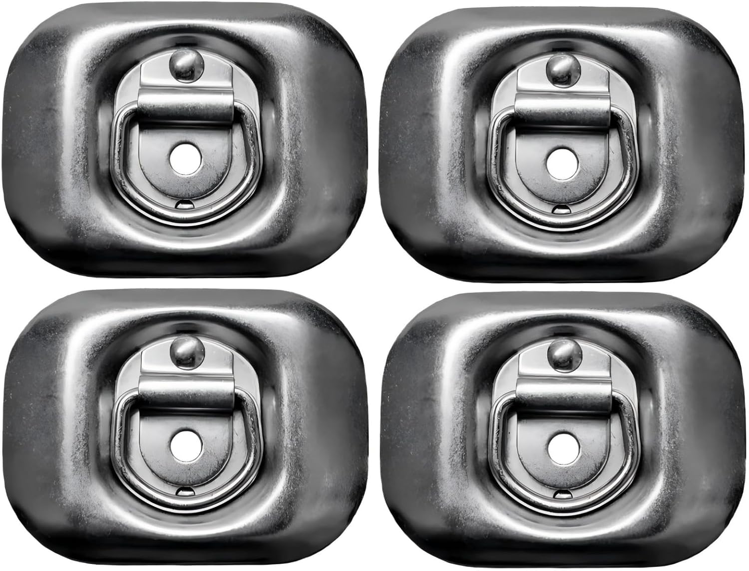 RR04 4 Packs Trailer 1/4" Mounting Ring Flush Mount Zinc Plated D-Rings 1,500 Lbs - for Car & Truck Parts - Heavy Duty Trailer D-Ring