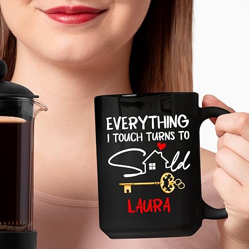 Miniatura 3 de Taza de café personalizada con nombre, taza de café de agente inmobiliario, regalos personalizados para agentes inmobiliarios, taza de cerámica