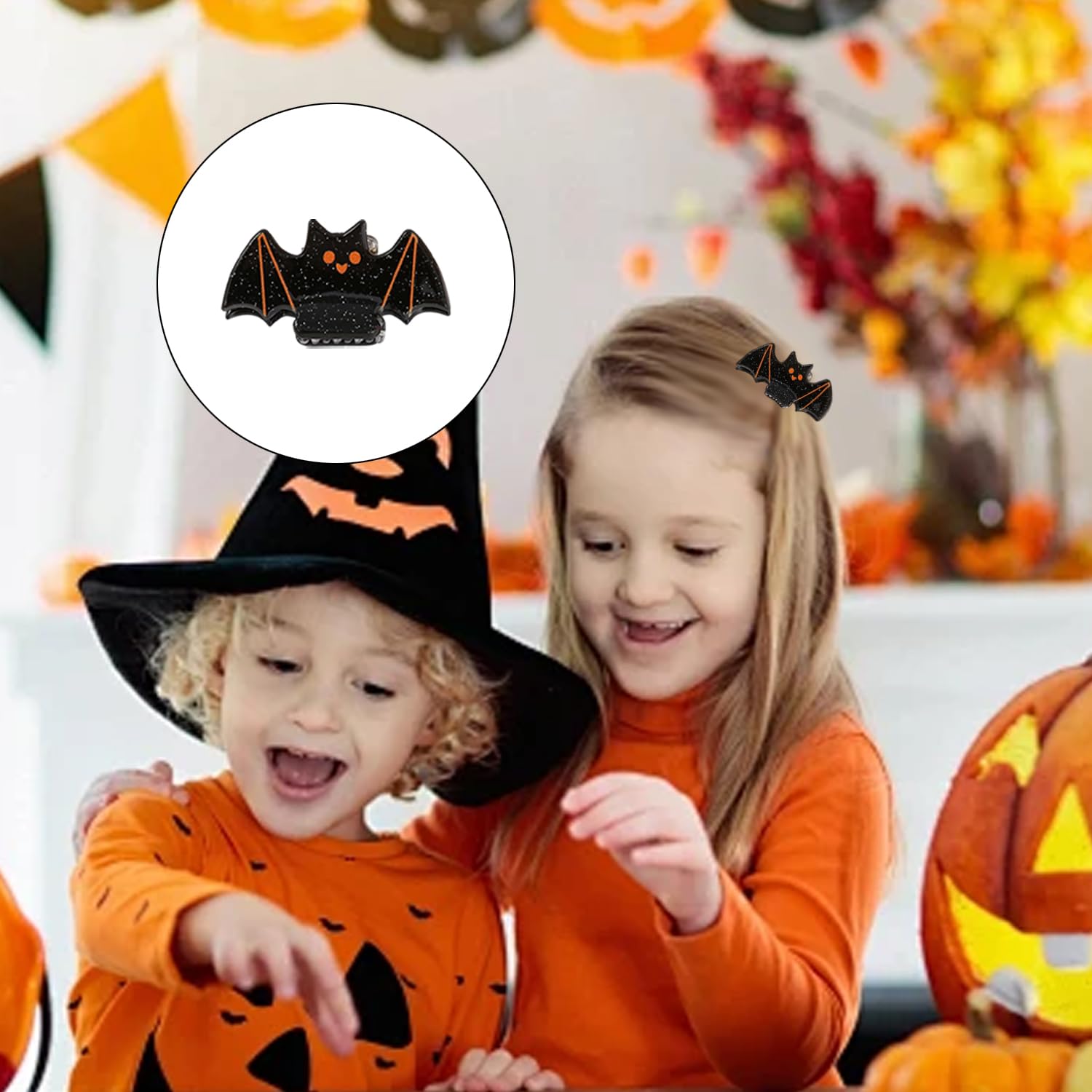12 Pcs Halloween Hair Claw Clips,Cute Pumpkin、Ghost、Bat、Spiderweb and Hat Designs Halloween Hair Claws Strong Hold Jaw Clip Mini Hair Clips for Women Girls Hair Accessories - Image 3