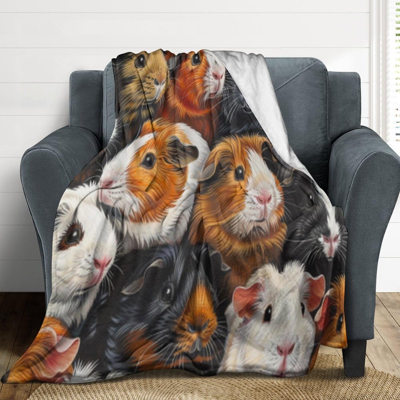 Couverture pour cochon d'Inde en laine douce tapis isolant et chaud pour canapé confortable