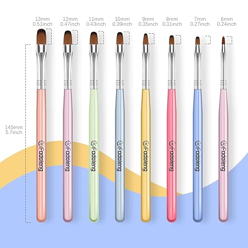 Miniatura 3 de Cepillo de uñas de gel, 8 piezas de acrílico para esculpir uñas para salón de belleza en casa, manicura con puntas, pincel constructor y cepillo de