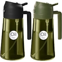 YARRAMATE 16 oz 2-in-1 Dark Glass Oil Sprayer & Dispenser, BlackOliveGreen