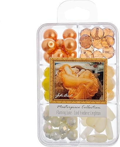 John Bead Masterpiece Collection - Caja de cuentas de vidrio con diseño de flores (3.00 oz, llameante junio), Lord Frederic Leighton