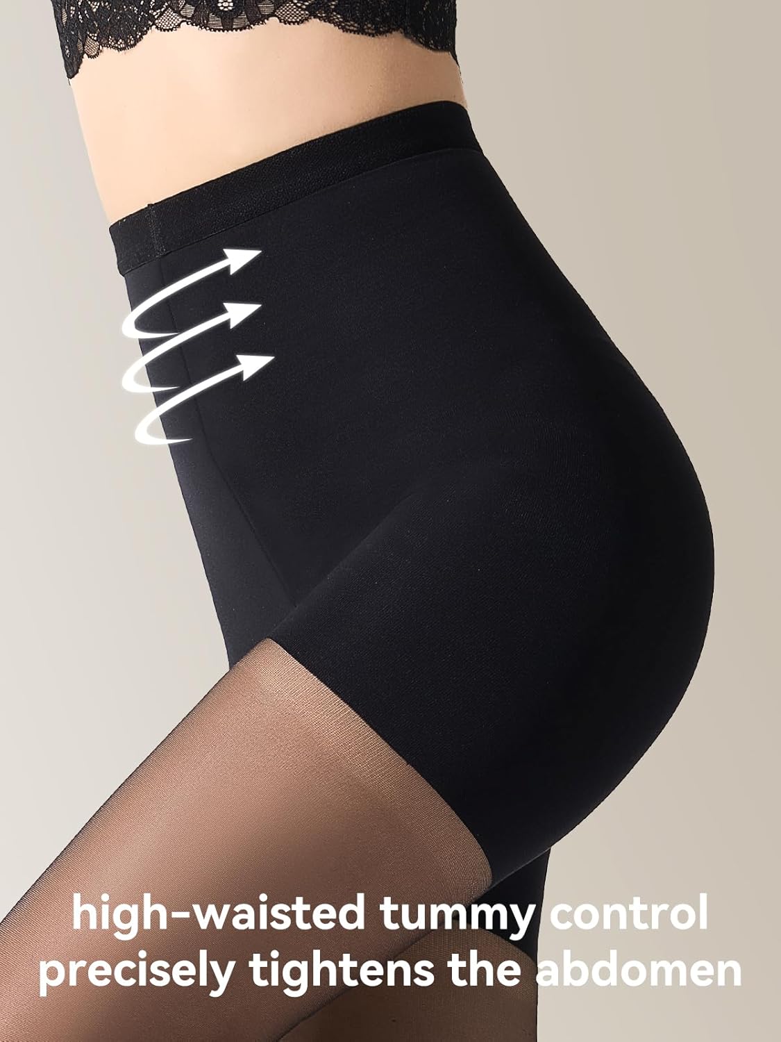 2 Pairs Control Top Pantyhose for Women, High Waist Shaping Sheer Tights for Women, 20D Tummy Control Stockings - Image 2