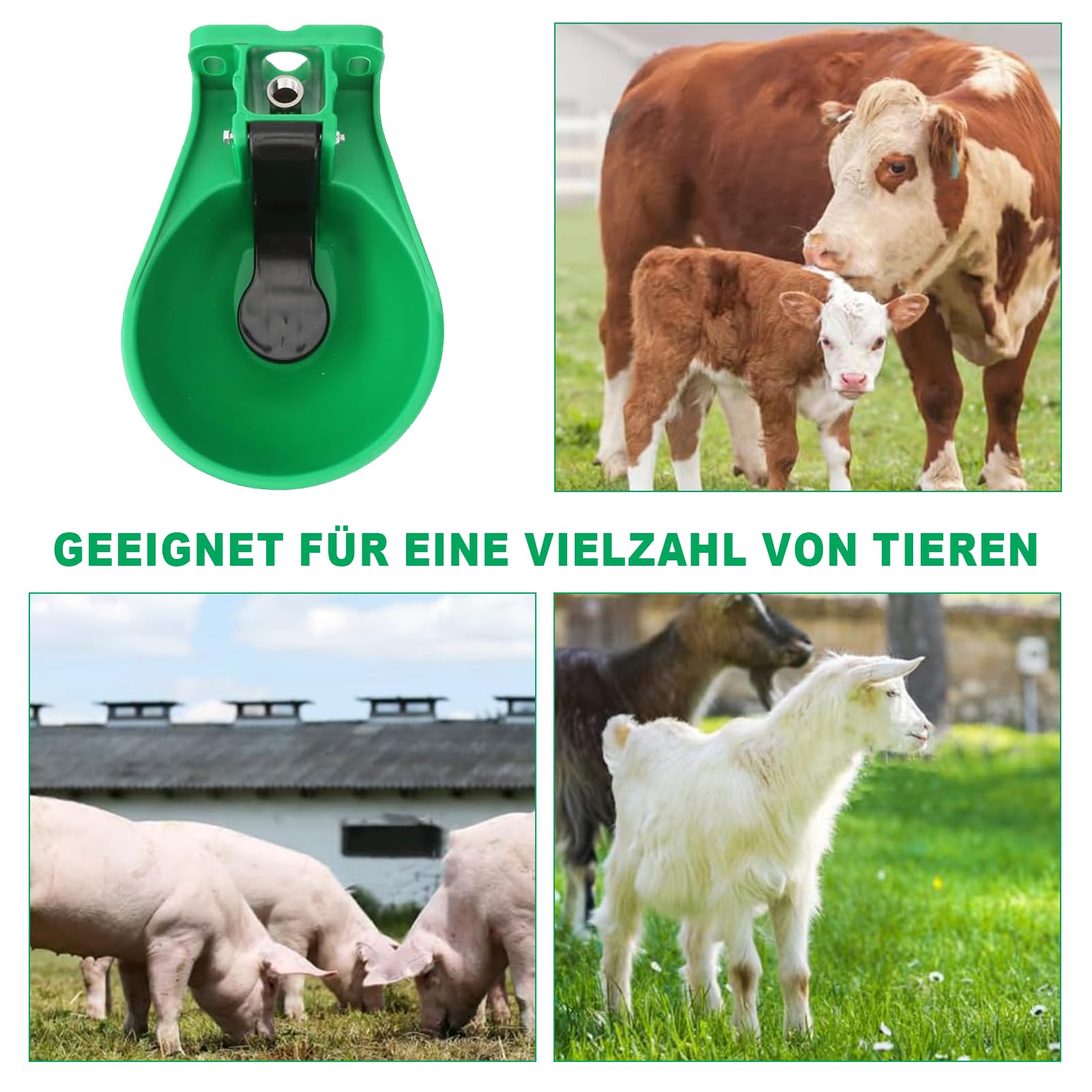 Tränkebecken Pferd, Pferdetränke mit Druckzunge, Schlauchadapter, Bürste, Rohmaterialband, Montagezubehör, Viehtränke Pferd, Automatische Wasserversorgung Tränkewanne Rinder für Rinder Esel und Pferde