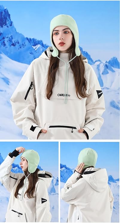 Mens Womens Warm Fleece Beanie Soft Winter Hat with Ear Flaps Windproof Ski Snow Cycling Skull Cap Helmet Liner