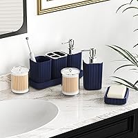 Vista 2 de Juego de baño con cortina de ducha y alfombras - Juego de accesorios de baño de 25 piezas, juego de cortina de ducha azul marino, escobilla