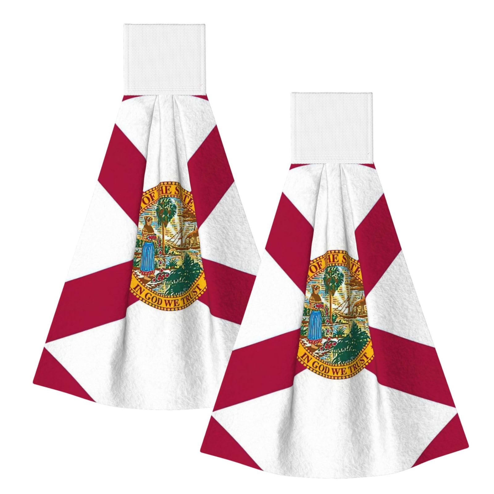 DUWAA Florida State Flag Print Hanging Hand Towel Quick Dry Bathroom Towel Soft Kitchen Towel