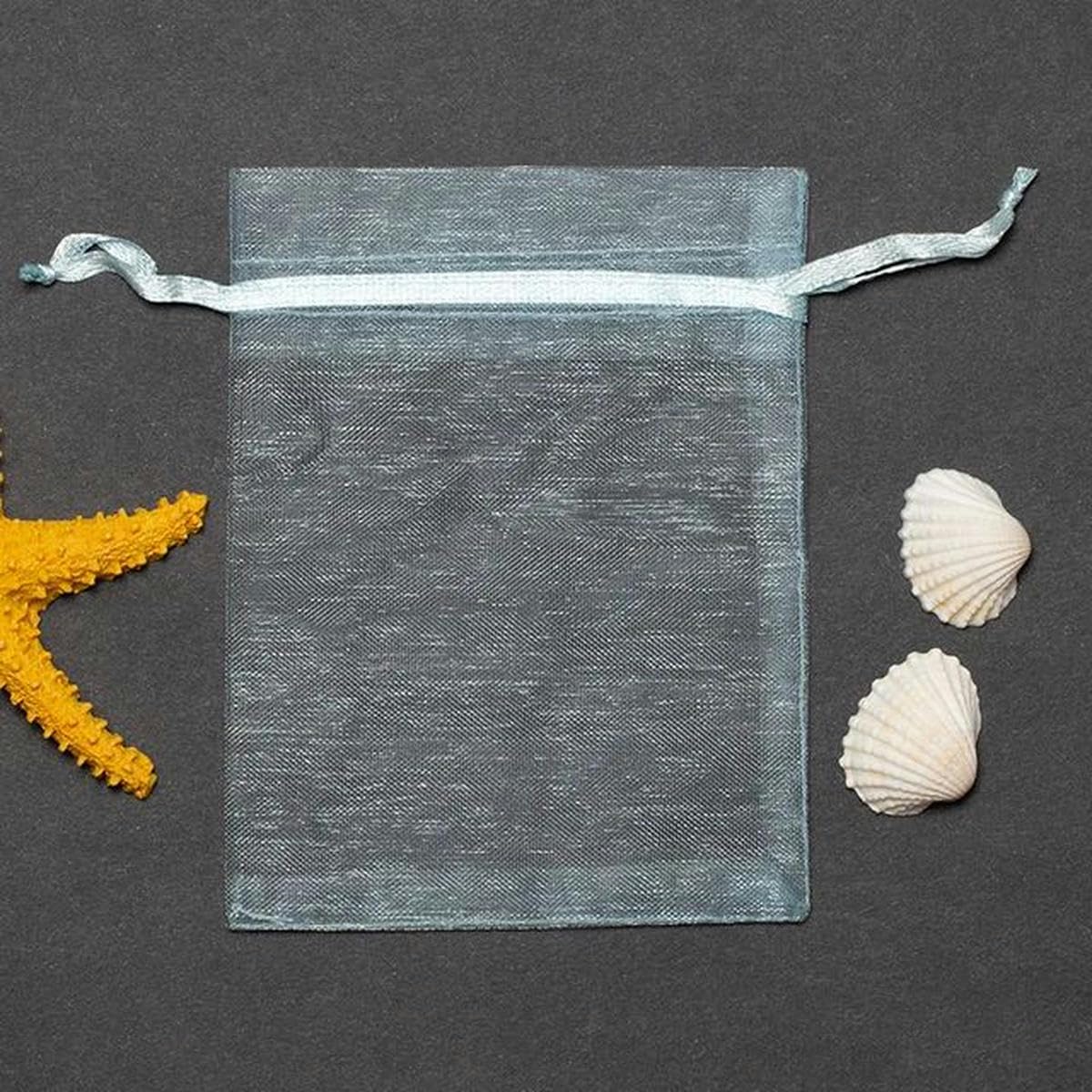 Sac en organza en vrac, 50 pièces/lot 7 x 9/9 x 12/10 x 15/11 x 16/13 x 18 cm Sachets en organza avec cordon de serrage Sacs d'emballage de bijoux Mariage Petit sac cadeau (bleu ciel, 13 x 18 cm)