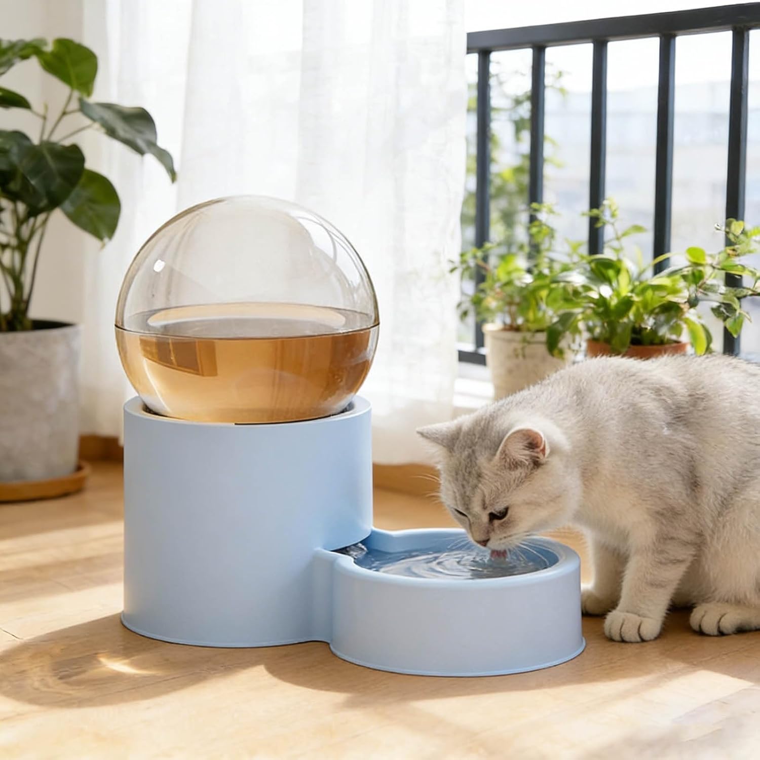 Automatic Cat Feeder, Large Capacity Cat Bowls for Indoor Cats, 2 in 1 Water Dispenser Food Feeder for Small Medium Cats Dogs Puppy Rabbits Small Animals, Easy to Clean (Blue)