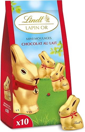 Sachet Lindt Mini-Moulages Lapin Or chocolat au lait Pâques 120g