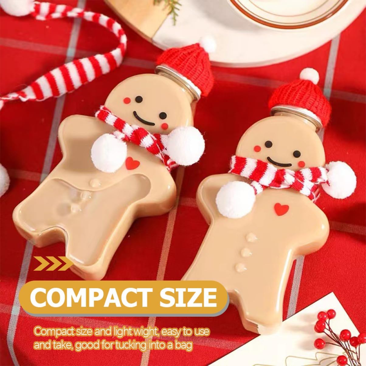 10pcs Gingerbread Man Beverage Bottles Caps Transparent Juice Containers for Christmas Parties and Gifting Airtight and Leak Design