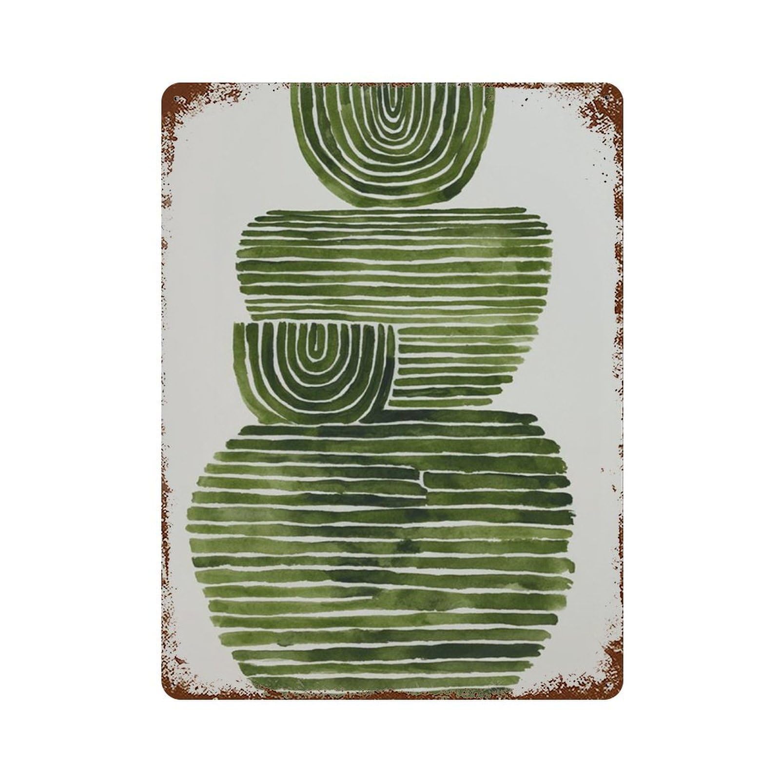 xiaoxiaoshen Abstract Green Botanical Modern Leaf Pattern Minimalist Nature Wall Decor Art Metal Tin Poster Modern Home Decor Art Home Bar Shop Decorations Vintage Sign 40x30cm