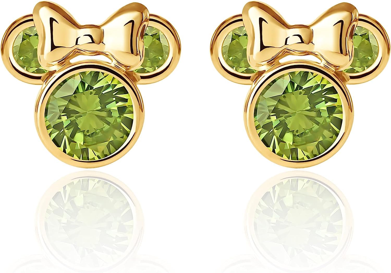 Pendientes Disney de oro amarillo niñas Minnie circonitas rosca 7