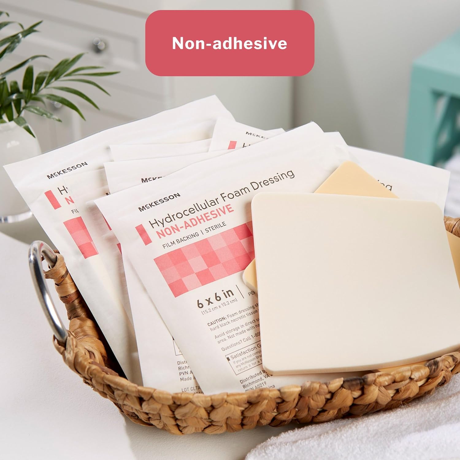 McKesson Hydrocellular Foam Dressings, Sterile, Non-Adhesive Without Border, 6 in x 6 in, 10 Count, 1 Pack