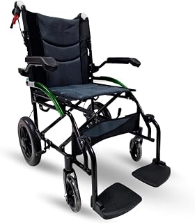 Inko Mobility Silla de Ruedas Plegable Ligera, Estable y Segura, Silla de Ruedas de Paseo para Adultos, Ancianos y Mayores, Dispositivo Antivuelco Incluído, Estrecha y Resistente, Wheelchair