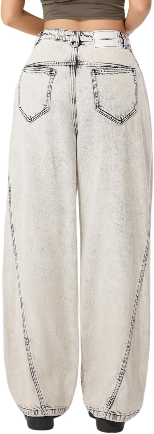 LERK Women High Rise Wide Leg Baggy Jeans with Pockets - Image 2