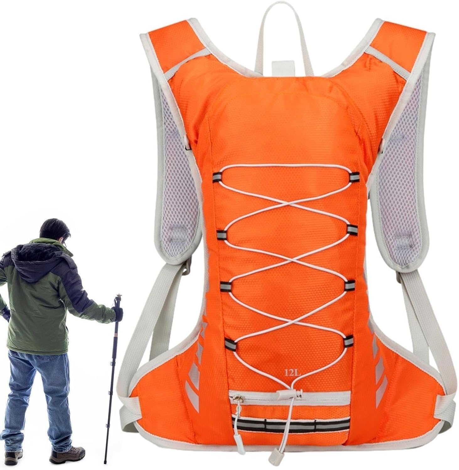 Plecak Rowerowy Na Zewnątrz Wodoodporny, Ultralekki Ze Zintegrowanym Pęcherzem Wodnym I Ergonomicznym Komfortem, Orange