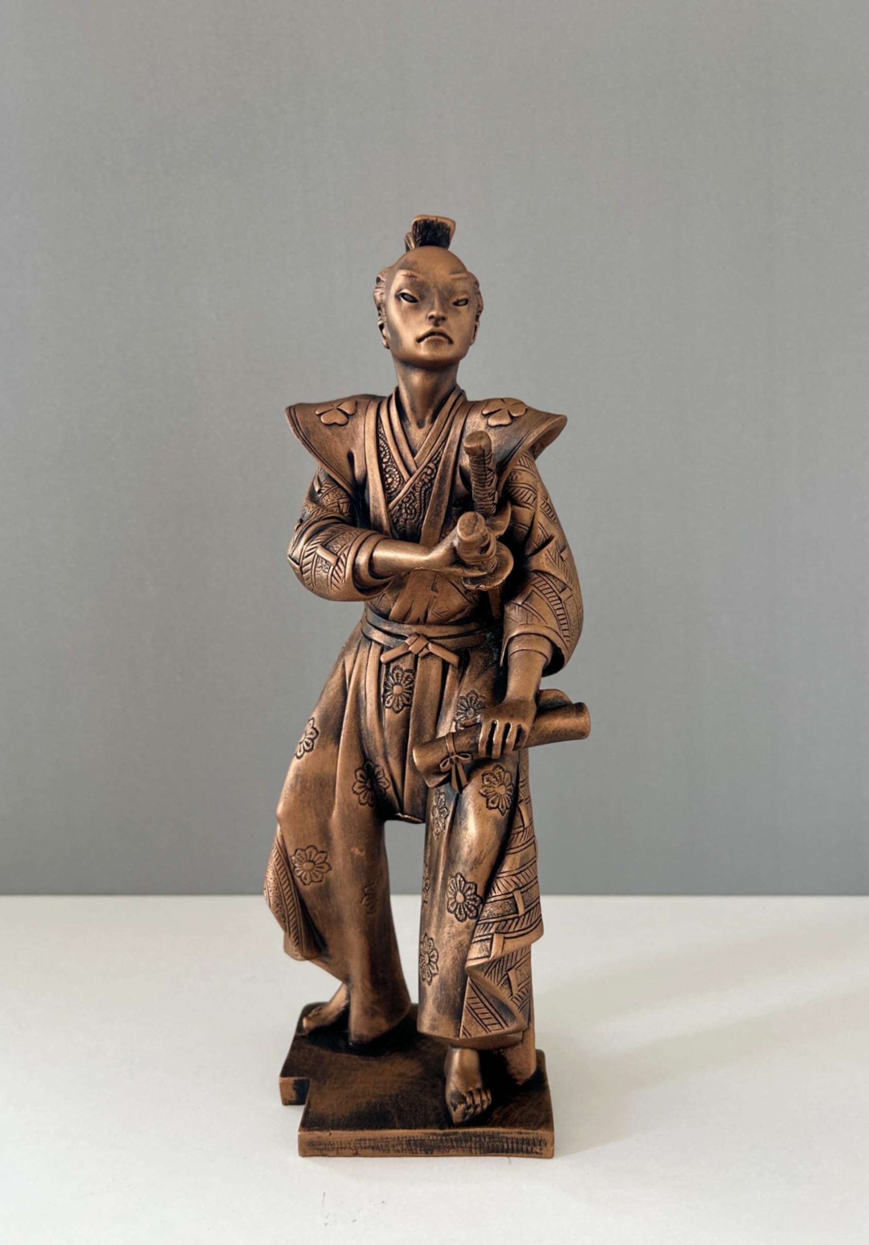 Statue - Samurai - Art aspect bronze - Résine - 21 cm - Maison