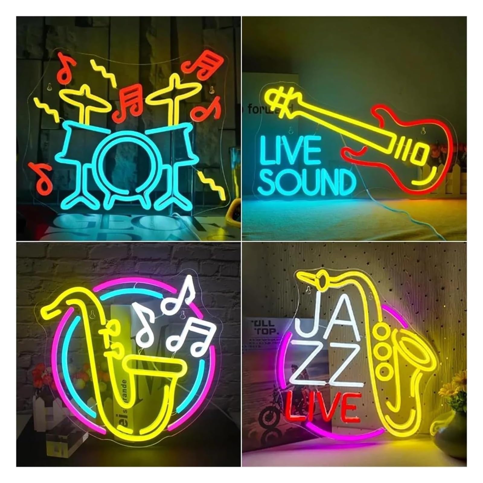 Generico Lampada da parete con insegna al neon sassofono, musica, decorazione artistica, per stanza, studio, bar, club, festa(31X32cm)
