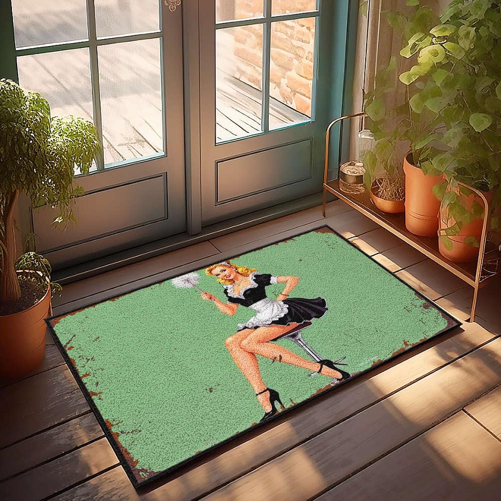 Paillasson vintage femme de chambre sexy tapis d'automne 65x90 cm