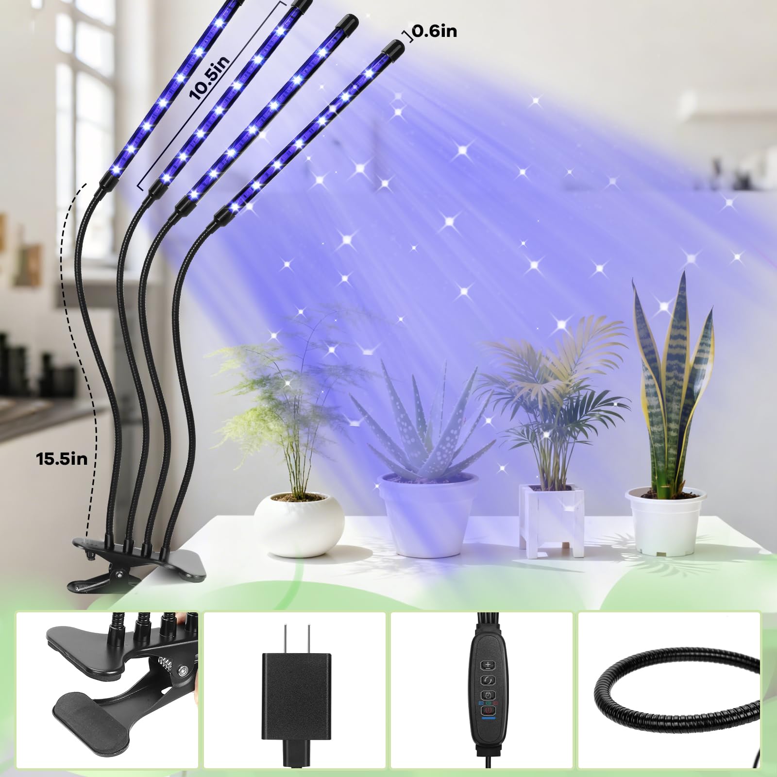 Lampes de croissance à DEL (4 têtes - rouge bleu)