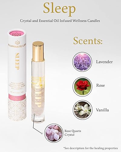 Miniatura 3 de Rollerball de aceite esencial  Sleep, 0.34 oz  Rollo de cristal de cuarzo rosa con rosa, lavanda y vainilla  Mezcla de aromaterapia, vegano,
