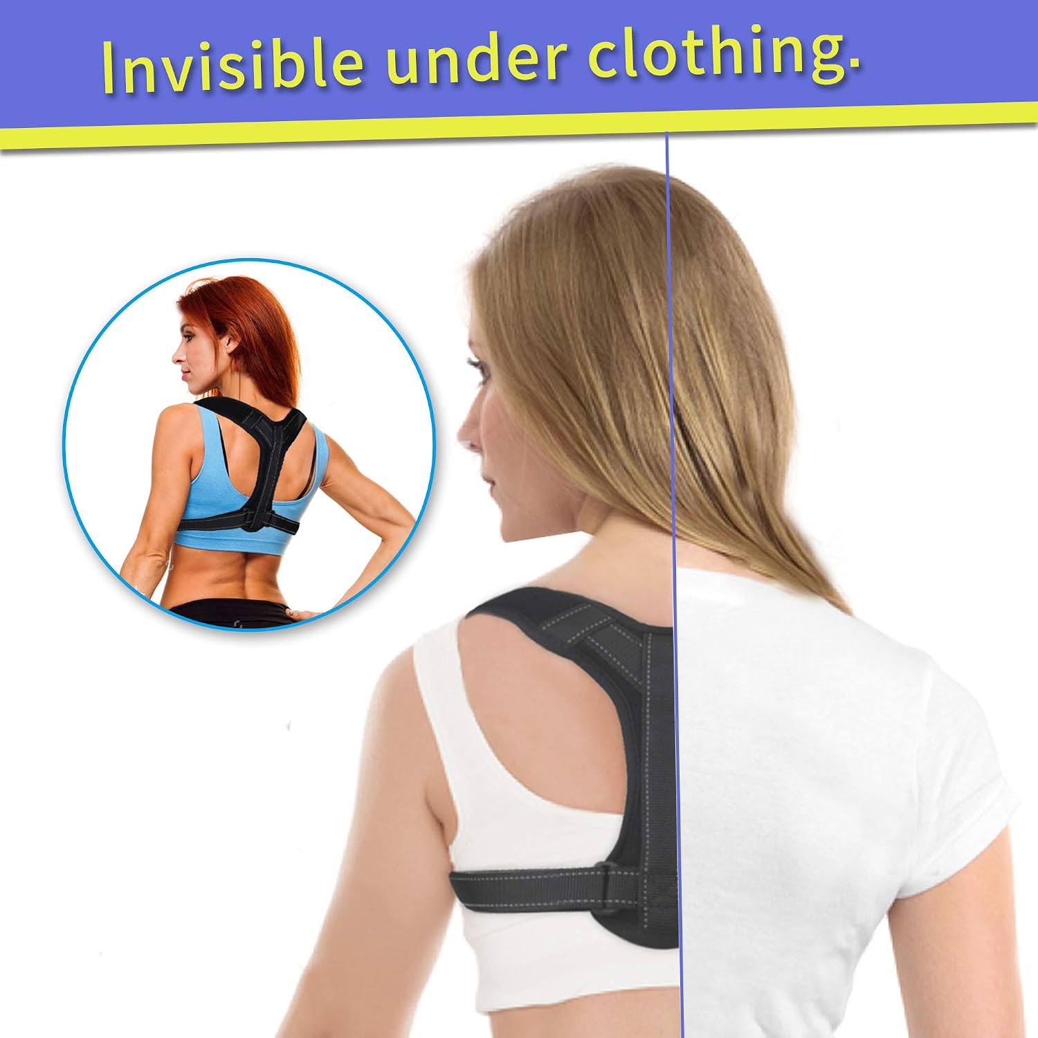 Posture Corrector for Women and Men,Comfortable and Adjustable Back Straightener, Upper Back Brace for Clavicle suppot, Pain Relief for Neck,Back and Shoulder,Kyphosis Posture Corrector
