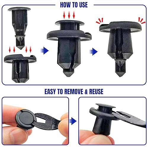 Miniatura 9 de Mean Mug Auto 81514-663A 50x Clips de retención tipo parachoques delantero - Compatible con Honda, GM, Ford, Mitsubishi - Sustituye al fabricante