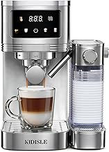 KIDISLE 20 Bar Espresso Machine, Touchscreen Espresso Coffee Machines with Automatic Milk Frother for Home, Espresso Coffee Maker for Cappuccino, Latte, 40oz Removable Water Tank, Silver & Black