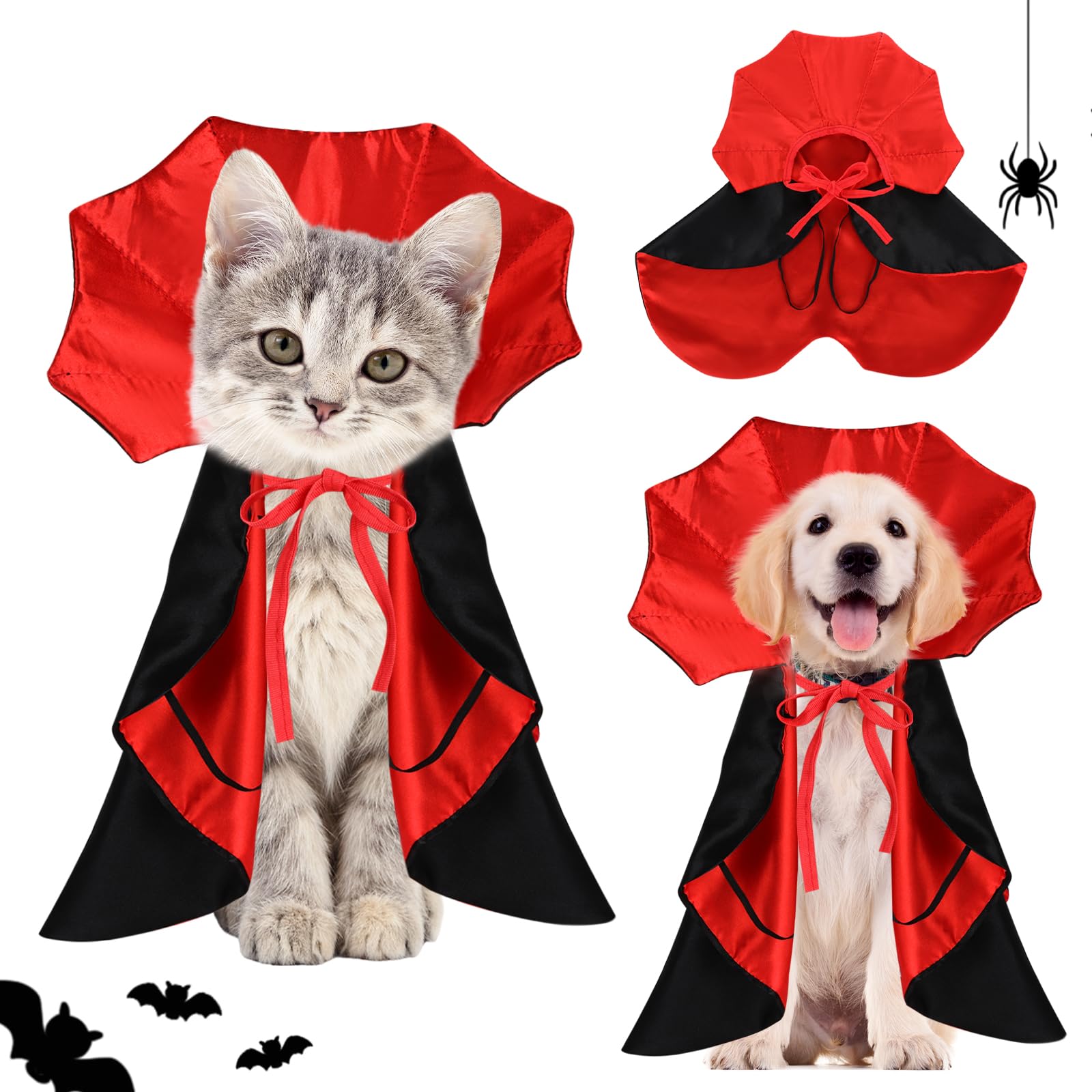 Kostium dla psa na Halloween, peleryna, kostium wampira dla kotów, psa, kota, zwierząt domowych, peleryna dla zwierząt domowych, kostium dla psów, Halloween, kostium Cosplay dla małych psów i kotów