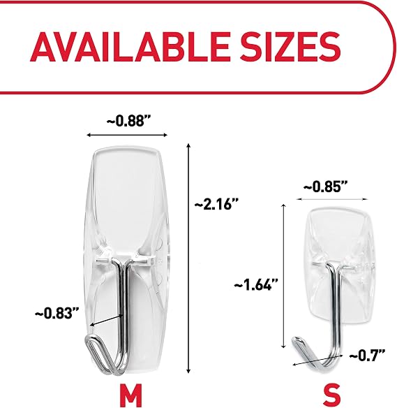 Command Small Clear Wire Hooks, 10 Hooks, 12 Strips