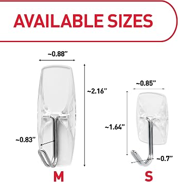 Command Small Clear Wire Hooks, 10 Hooks, 12 Strips