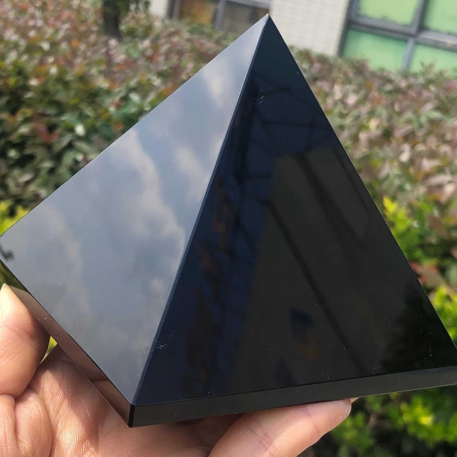 KatLin Obsidian Pyramid Polished Surface Natural Black Crystal Reiki Energy Stone Specimen Decoration Ornaments (Size : 100mm)