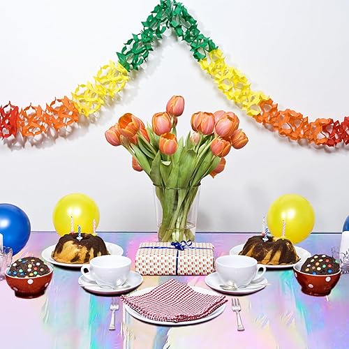 Miniatura 7 de YIWONFU Paquete de 3 manteles iridiscentes desechables, de 54 x 108 pulgadas, adecuado para una mesa de 8 pies, decoraciones de fiesta de discoteca,