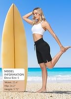 Vista 6 de baleaf Traje de baño de 9 pulgadas de cintura alta para mujer, de secado rápido, con cordón